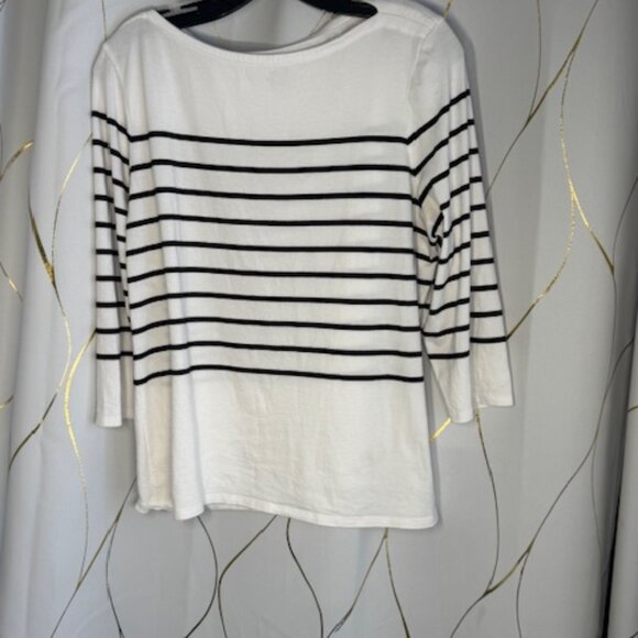 Joie White & Black Striped Boat-Neck Top – Size XL - Picture 2 of 3